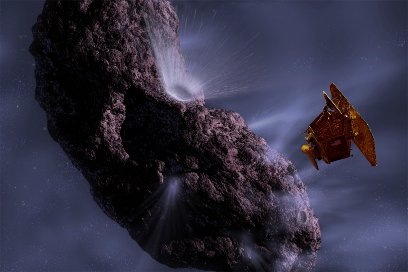 The Deep Impact impactor smashes into comet Tempel 1 in 2005. Credits: NASA, JPL, UMA/Ill. Pat Rawlings.