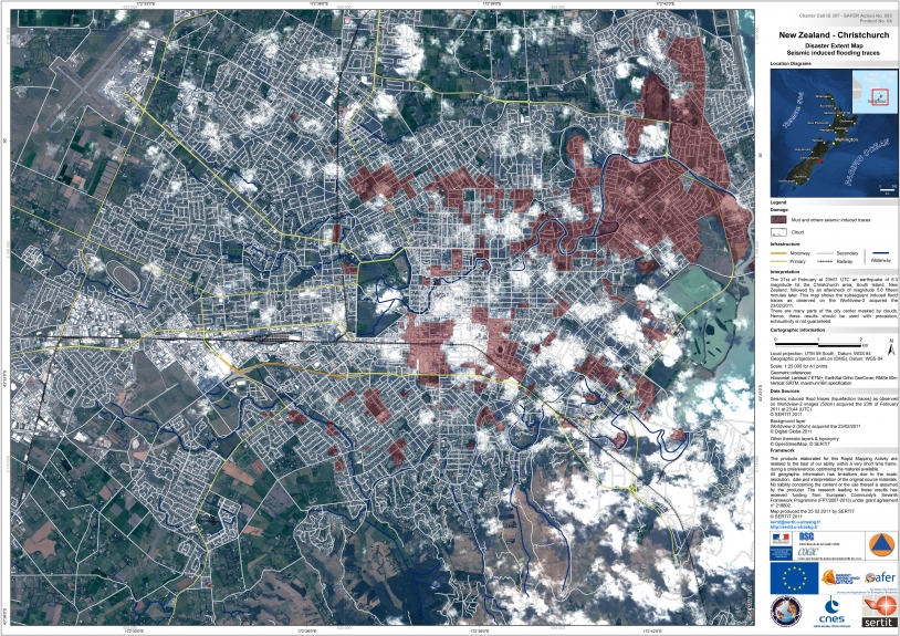 Sur cette carte, il est possible de distinguer les bâtiments. Crédits : Digital Globe - Map produced by SERTIT.