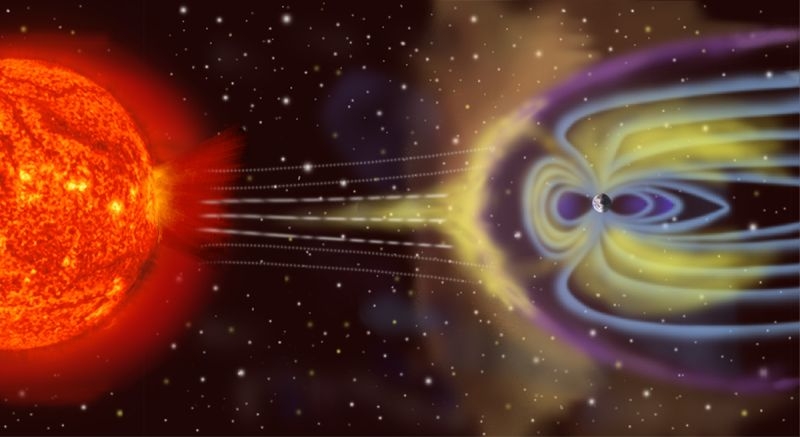 Le champ magnétique terrestre est un véritable rempart contre les aggressions du Soleil. Crédits : NASA.