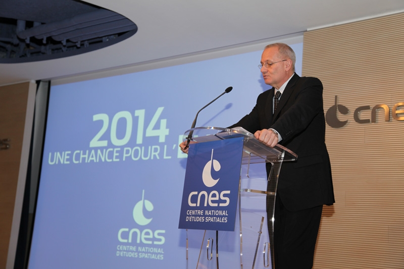 CNES President Jean-Yves Le Gall delivered his New Year wishes to the press at the agency’s head office in Paris on Monday 6 January. Credits: CNES/S. Charrier.