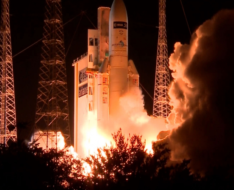Décollage d&#039;Ariane 5/ATV-5 le 29-30/07/14 depuis le Centre spatial guyanais. Crédits : ESA-CNES-Arianespace/Optique vidéo du CSG.