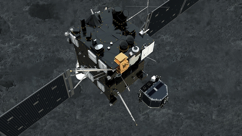 Rosetta doit larguer le module Philae sur le noyau de 67P le 11 novembre 2014. Crédits : ESA/ATG medialab.