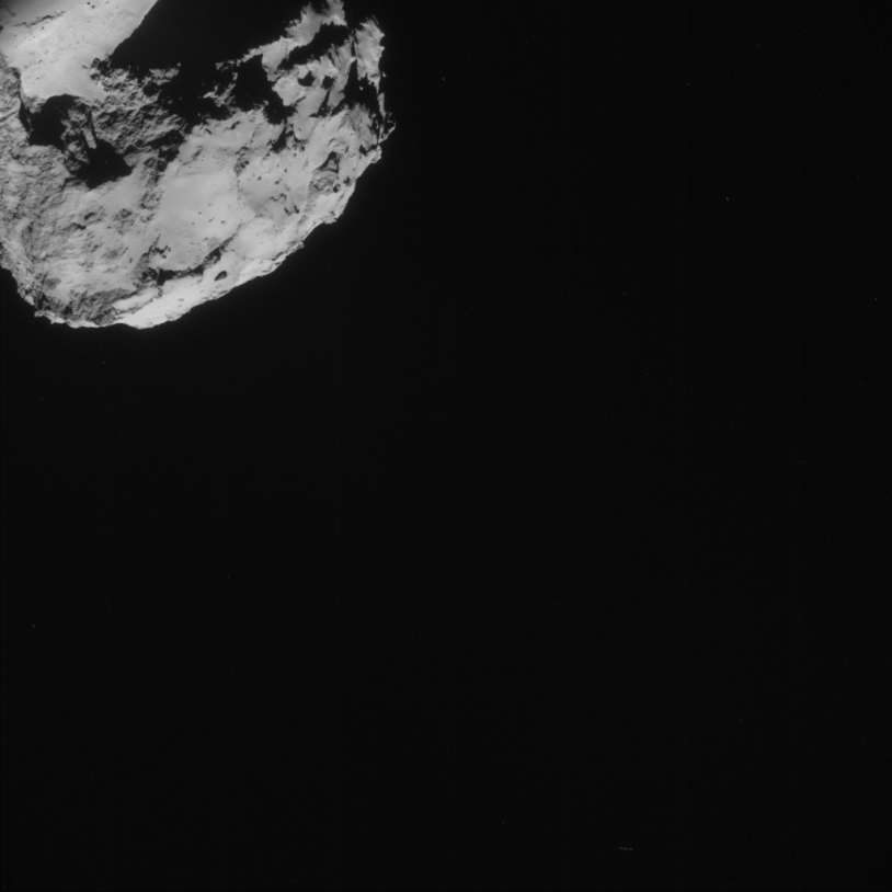 Image prise le 31 août par la caméra de navigation de Rosetta, à près de 61 km du noyau. Crédits : ESA/Rosetta/NavCam.