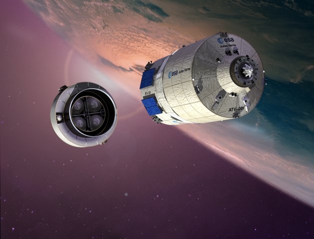 Ariane 5’s upper stage releases the ATV. Crédits : ESA/D. Ducros