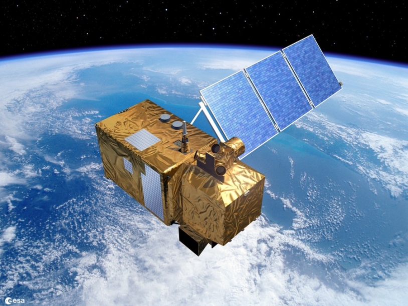 Futur satellite d&#039;observation de la Terre Sentinelle-2, qui procédera au suivi des terres émergées dans le cadre du programme GMES. Crédits : ESA/Ill. P. CARRIL.