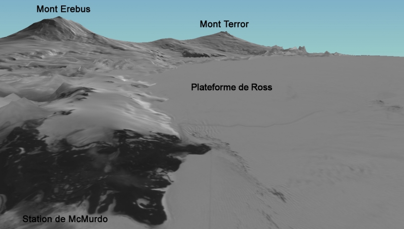 Image 3D de l’île de Ross par Spot 5 - image annotée