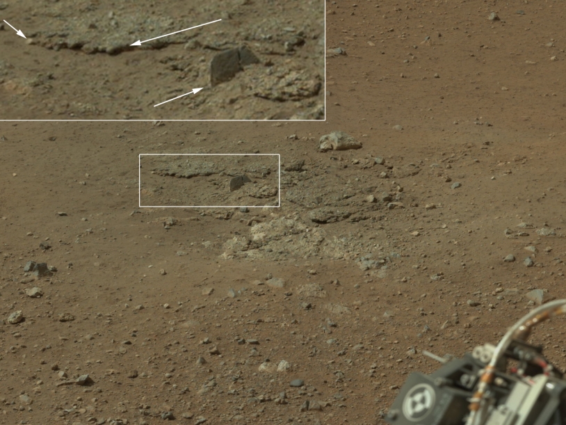Roches et excavations du site d&#039;atterrissage de Curiosity