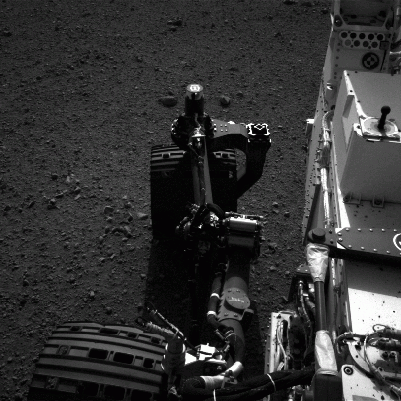 Animation du 1er test de mouvement d&#039;une roue arrière de Curiosity