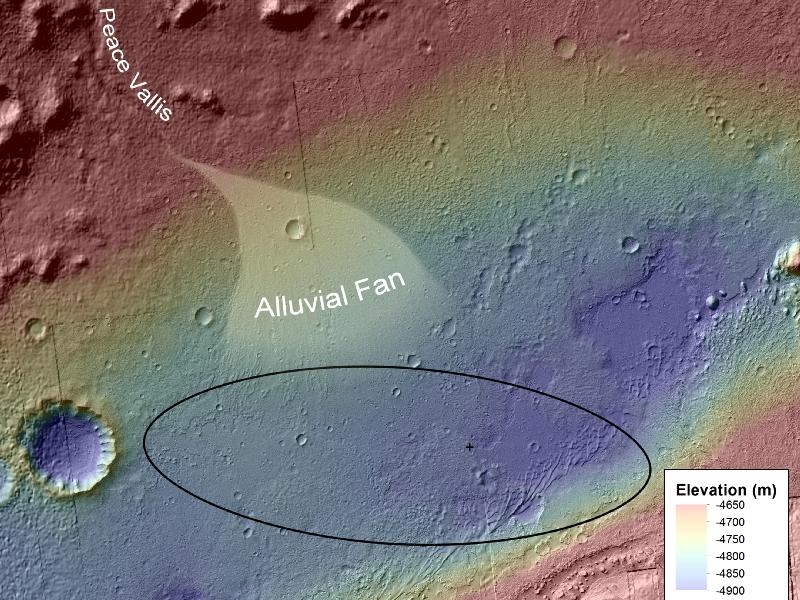 Delta alluvial et topographie autour du site de Curiosity